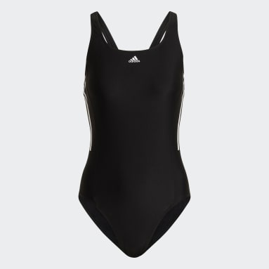 Traje de natación Mid 3 Rayas Negro Mujer Natación