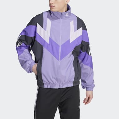 ผู้ชาย Originals สีม่วง เสื้อแทรคแจ็คเก็ตผ้าทอ adidas Rekive