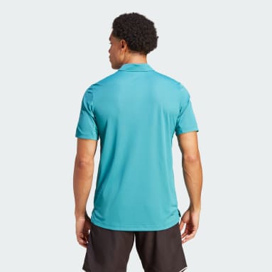 Playera Polo de Tenis Club 3 Franjas Turquesa Hombre Tennis