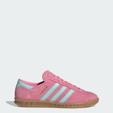 Bright pink adidas shoes top