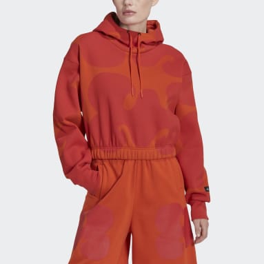 Ženy Sportswear oranžová Mikina s kapucňou Marimekko Crop