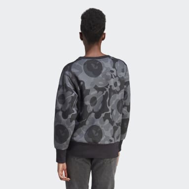 Women's Sportswear Black Floral Graphic 3-Stripes Fleece Sweatshirt
