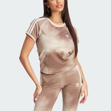 T-shirt Colour Fade 3-Stripes Beige Donna Originals