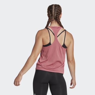 Women Gym & Training Pink adidas AEROKNIT Seamless Loose Tank Top