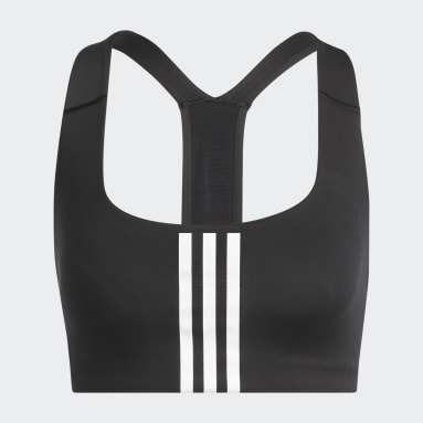 adidas Women's Training Committed Racer Sports Bra, Black, 30C at   Women's Clothing store