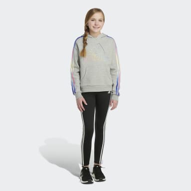 Sweat-shirt à capuche en molleton multicolore 3-Stripes gris Adolescents 8-16 Years Entraînement