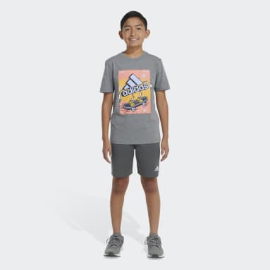 Youth 8-16 Years Lifestyle Grey Heather Skater Badge of Sport Tee