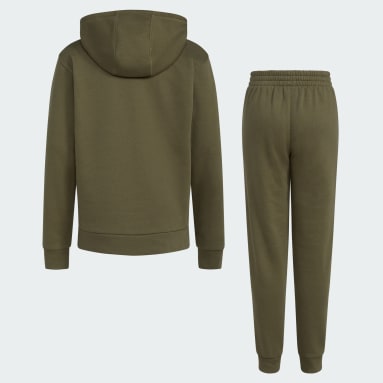 Youth Training Green Two-Piece Long Sleeve Hooded Pullover & Elastic Waistband Jogger Set