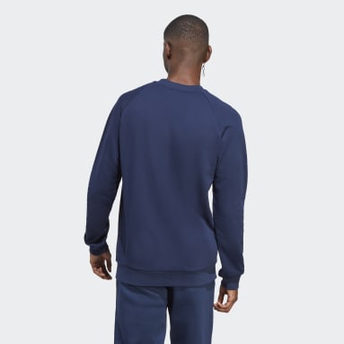 Men Originals Blue Adicolor Classics Trefoil Crewneck Sweatshirt