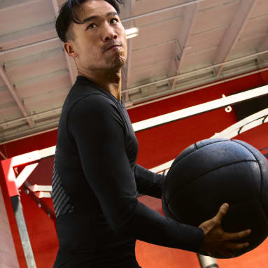 Men Gym & Training Black Techfit Control x RHEON™ Long-Sleeve Top