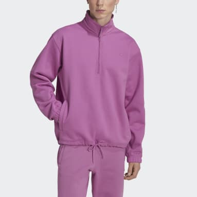 Men Originals Purple Adicolor Contempo Half-Zip Crew Sweatshirt