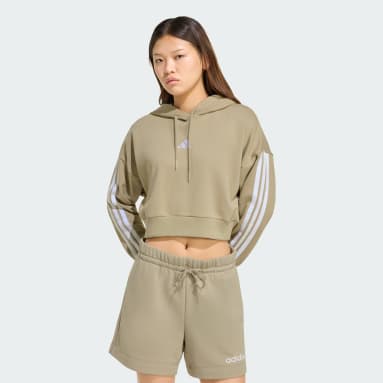 Moletinho Capuz Cropped Essentials Três Listras