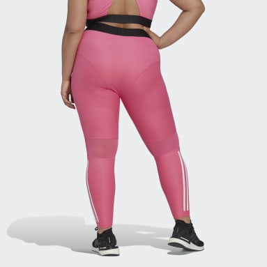 Women Gym & Training Pink Hyperglam 3-Stripes 7/8 Leggings (Plus Size)