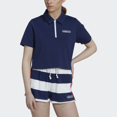 Ženy Originals modrá Polokošeľa Crop Zip