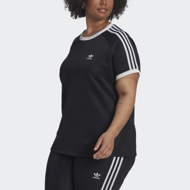 Dames Originals zwart Adicolor Classics Slim 3-Stripes T-shirt (Grote Maat)
