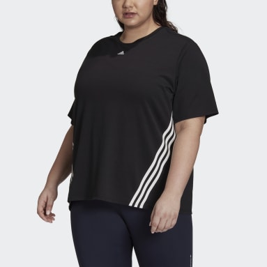 Frauen Fitness & Training Train Icons 3-Streifen T-Shirt – Große Größen Schwarz