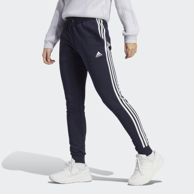 Essentials 3-Stripes French Terry Cuffed Bukse Blå