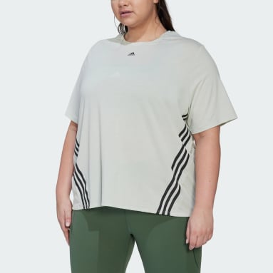 Camiseta Train Icons 3 bandas (Tallas grandes) Verde Mujer Gimnasio Y Entrenamiento