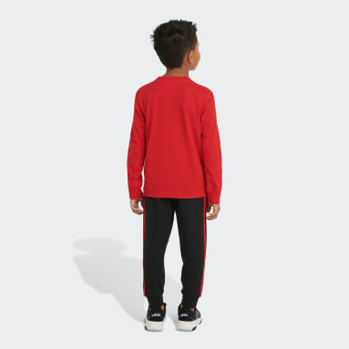 Children Lifestyle Red LS COTTN TEE JOGG SET