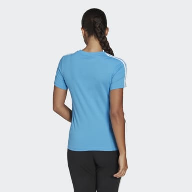 T-shirt Essentials Slim 3-Stripes Bleu Femmes Sportswear