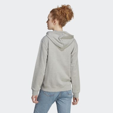 Buzo con Capucha Essentials 3 Rayas Gris Mujer Sportswear