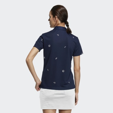Women Golf Blue 플레이 그린 모노그램 폴로 셔츠