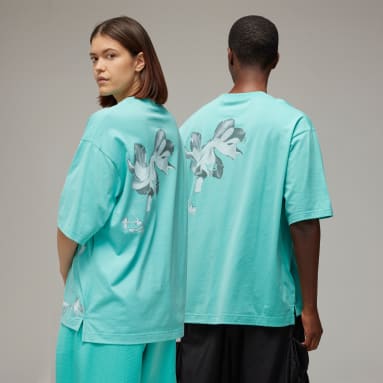 Y-3 Turquoise Y-3 Graphic Short Sleeve Tee