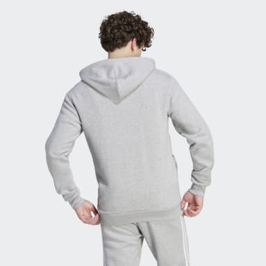 Felpa con cappuccio Essentials Fleece 3-Stripes Full-Zip Grigio Uomo Sportswear