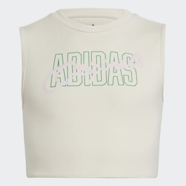 Graphic Print Crop Tanktopp Hvit