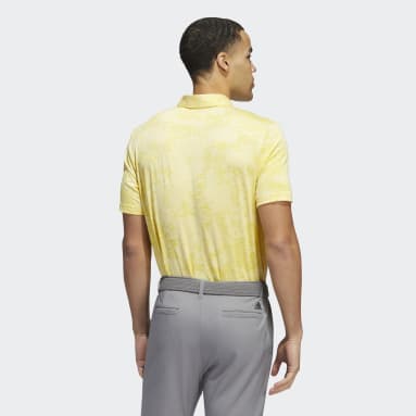 Men Golf Yellow Jacquard Polo Shirt