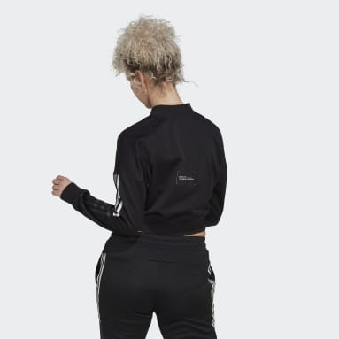 Frauen Sportswear Cropped Trainingsjacke Schwarz