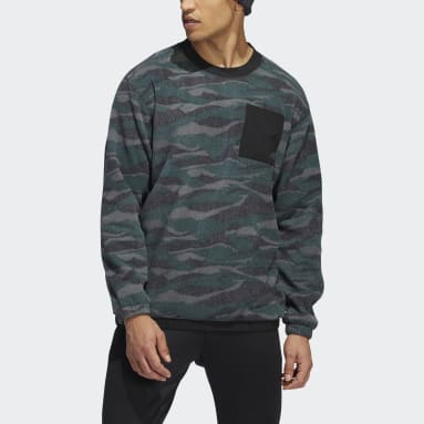 Άνδρες Γκολφ Μαύρο Texture-Print Crew Sweatshirt