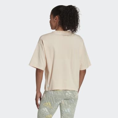 Women Sportswear Orange Essentials Multi-Colored Logo Loose Fit Cropped Tee