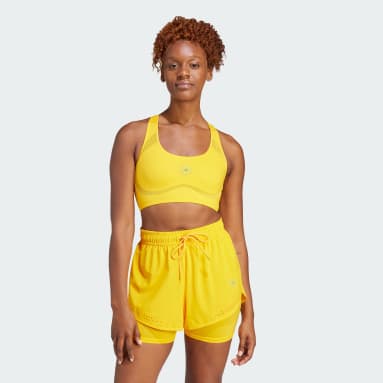 ผู้หญิง adidas by Stella McCartney สีเหลือง สปอร์ตบราซัพพอร์ตระดับปานกลาง adidas by Stella McCartney TruePurpose Power Impact