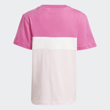 Tiberio 3-Stripes Colorblock Cotton T-skjorte, barn Rosa