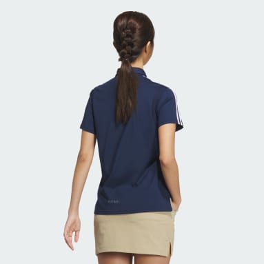 Women Golf Blue HEAT.RDY 3-Stripes Short Sleeve Polo Shirt