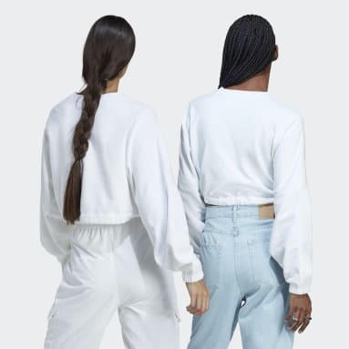 Women Sportswear White Dance Crop Versatile Sweatshirt