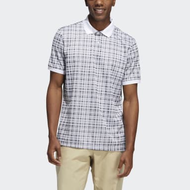남성 Golf White 아디크로스 플래드 폴로 셔츠
