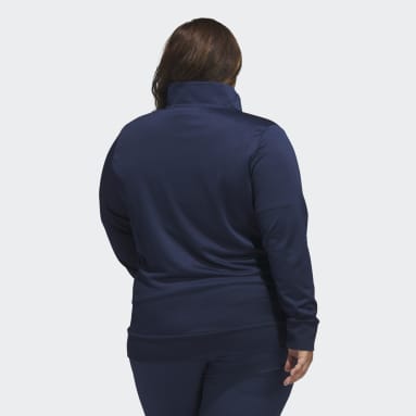 Women Golf Blue Textured Full-Zip Jacket (Plus Size)