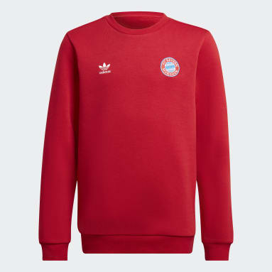 Deti Originals červená Mikina FC Bayern Essentials Trefoil Crewneck