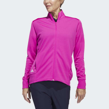 Women Golf Pink Textured Full-Zip Jacket