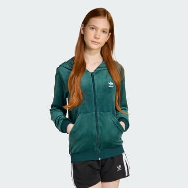 Kapuzenjacke aus Velours mit Reißverschluss