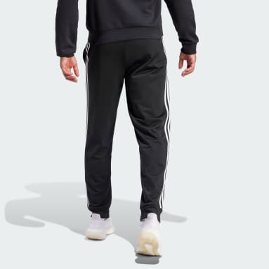Men's Essentials Black Essentials Warm-Up Tapered 3-Stripes Track Pants