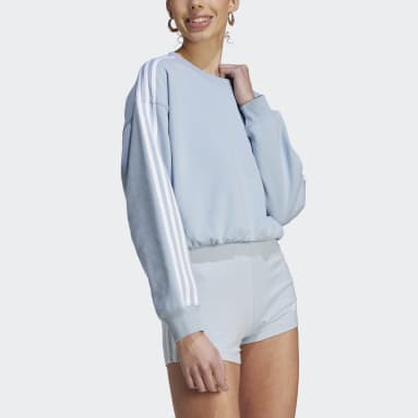 Sudadera corta Essentials 3 bandas Azul Mujer Sportswear