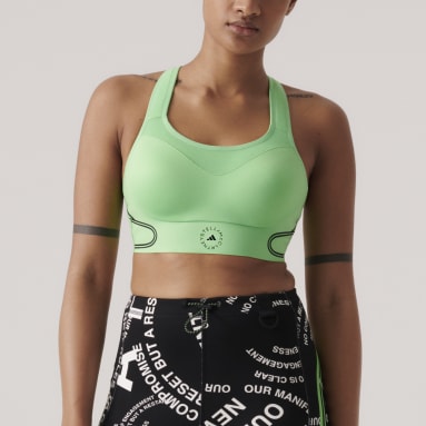 ผู้หญิง adidas by Stella McCartney สีเขียว สปอร์ตบราซัพพอร์ตระดับสูง adidas by Stella McCartney TruePace