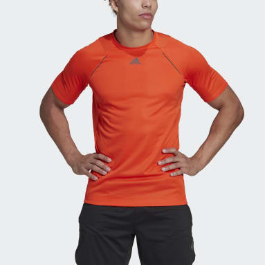 Men Training Orange HIIT Spin Training Tee