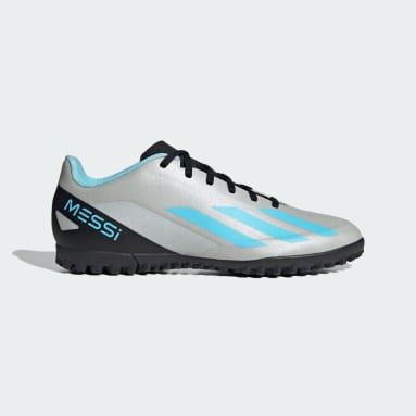 Guayos X Crazyfast Messi.4 Pasto Sintético Plateado Fútbol