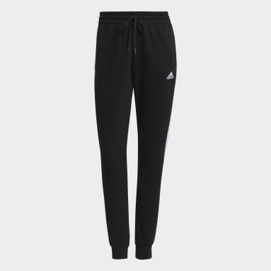 Women Sport Inspired Black Essentials Fleece 3-Stripes Pants