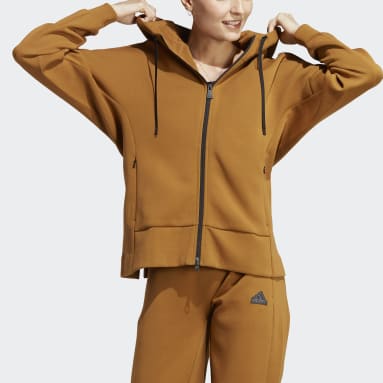 Women Sportswear Brown Mission Victory Loose Full-Zip Hoodie