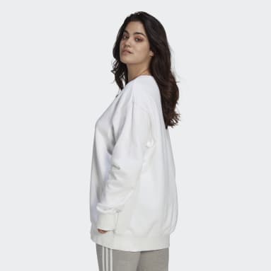 Women's Originals White Trefoil Crew Sweatshirt (Plus Size)